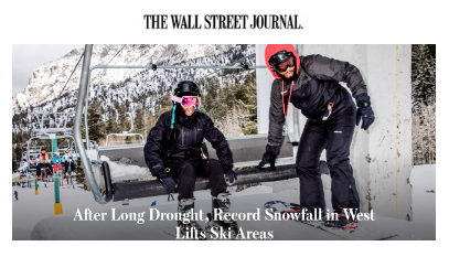 After Long Drought, Record Snowfall in West Lifts Ski Resorts